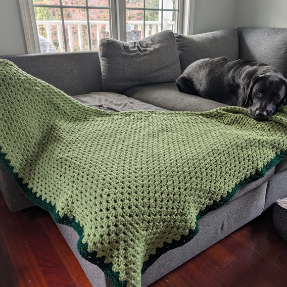 Handmade Green Crochet Blanket
